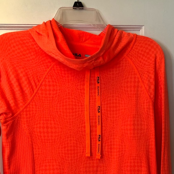 NWOT FILA Sport Orange Running Hoodie Top sz L - Picture 2 of 8